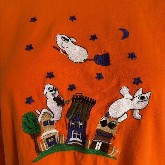 Vintage Halloween Haunted House 100% Cotton Long Sleeve Top Size M - Picture 7 of 7
